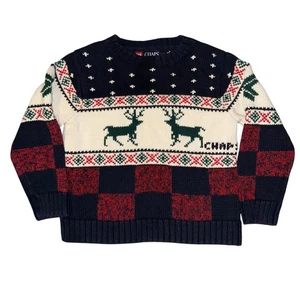 Vintage Ralph Lauren Chaps Toddler 4T Christmas Holiday Sweater Reindeer Plaid - Picture 1 of 7