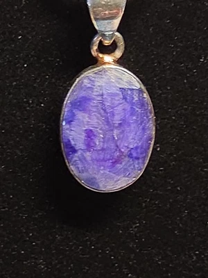 Collar colgante de piedras preciosas Charoite en cadena de cuerda de acero inoxidable de 18" excelente Foto 1 de 4