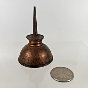 Antique Mini Sewing Machine Thumb Pump Brass Oil Can Small Oiler 2.5” Tall - Picture 1 of 12