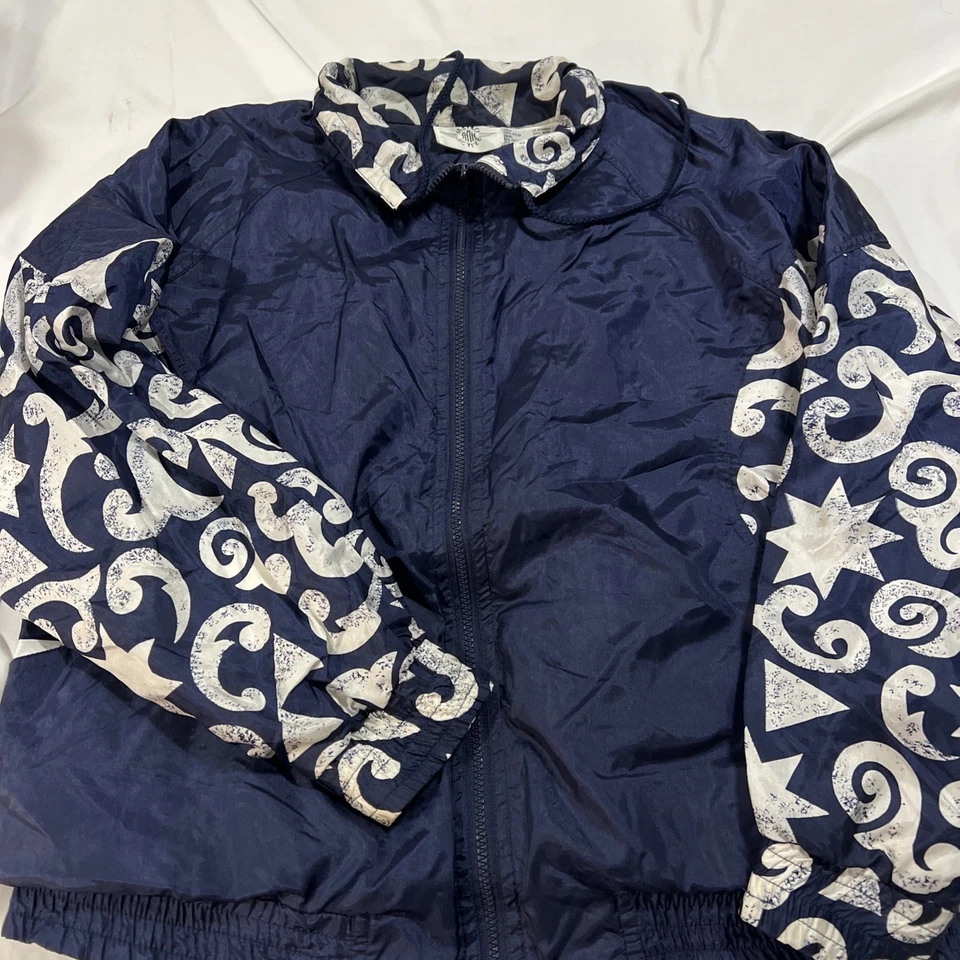 Chaqueta cortavientos Metro Active de colección para mujer mediana de nailon estampado de estrellas retro años 90 Foto 1 de 4