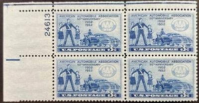 U.S. Scott #1007, PB of 4, 50th Anniv. American Automobile Association, VF, MNH - Image 1 of 2