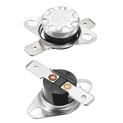 2pcs Temperature Control Switch Thermostat 40°C 10A Normally Open 6.3mm Pin New - Image 1 of 4