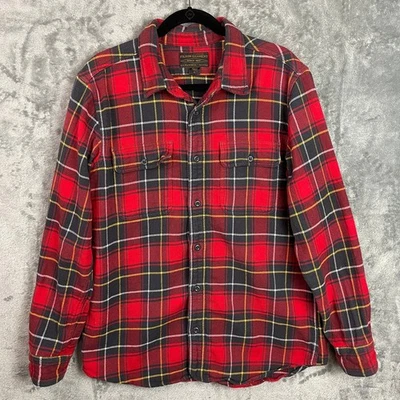 Filson Vintage Flannel Work Shirt Mens Large Red Charcoal Plaid Thick CC Button - Image 1 of 4