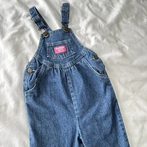 Vintage Osh Kosh B'Gosh Denim Vestbak Overall Pants Pink Label Y2K USA 90s 3T - Picture 1 of 4