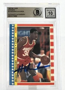 1987-88 Fleer Stickers #3 Hakeem Olajuwon Houston Rockets BGS Autograph 10 - Picture 1 of 5