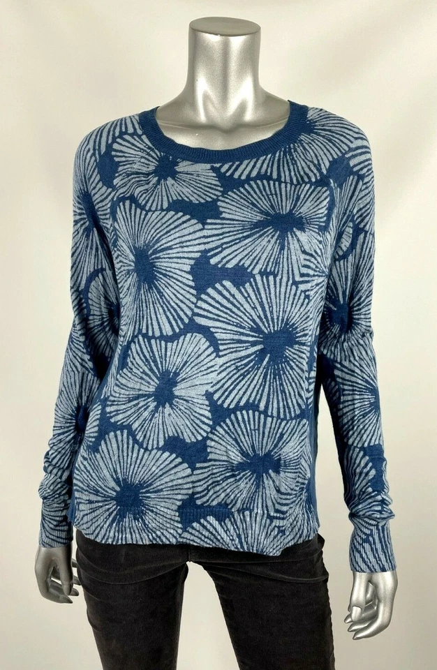 Suéter para mujer J.Crew S lino azul floral cuello redondo manga larga tejido fino C4663 Foto 1 de 4