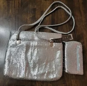 Neu mit Etikett Y & S Original Silber Metall Netz Pailletten Schultertasche Geldbörse & persönliche Tasche - Bild 1 von 7