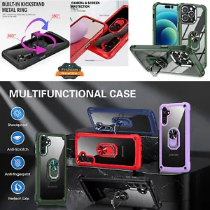 Für Samsung Galaxy A14 5G Clear Hybrid mit 360° Ring Ständer Hard Back Case Cover - Bild 1 von 53