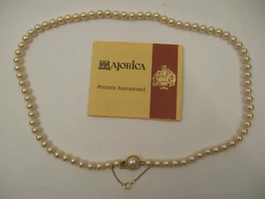 Majorica 24" Cream Pearl Necklace Gold Plated Sterling Clasp w/ Original Paper - Picture 1 of 9