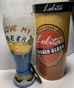 Lolita Beer Belly Gotta Love Beer 22 OZ Pilsner Glass #PIL-5585B Hand Painted - Picture 1 of 12