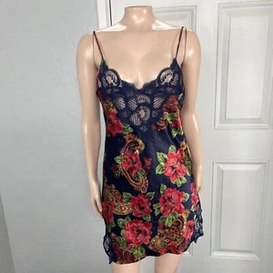 Vintage 80's Victorias Secret Lingerie nightgown Short lace Floral satin PP29 - Picture 1 of 6