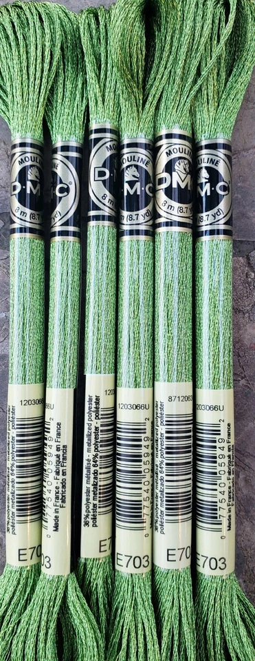 DMC Light Effects Embroidery Floss metallic #E703 Light Emerald Green (6 skeins) - Image 1 of 1