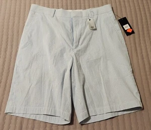 Walter Hogan Men's Size 34 Chino Blue Stripe Golf Shorts Plain Front - Picture 1 of 3