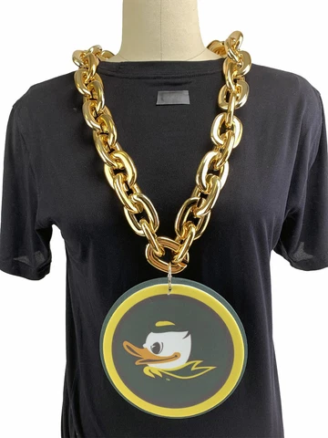 New NCAA Oregon Ducks GOLD Fan Chain Big Necklace Foam Cover
