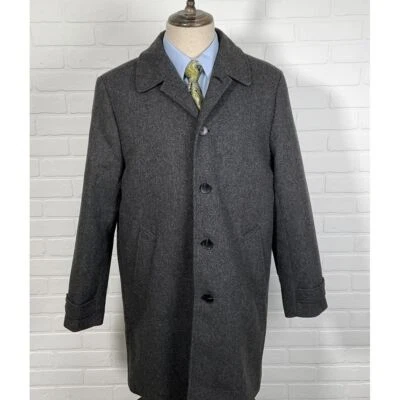 J. Crew Thompson Overcoat Men 42 Gray Black Herringbone Wool  Blend Topcoat - Image 1 of 4