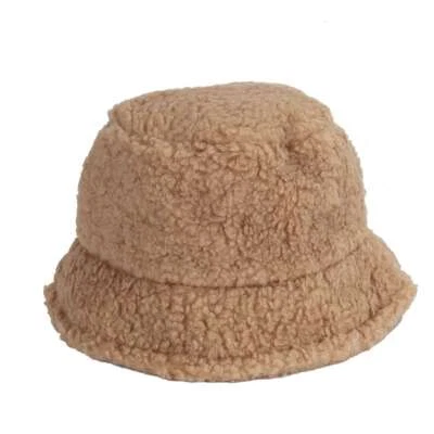 Boné pescador feminino de pele sintética inverno quente chapéu balde pelúcia fofo aquecedor feminino - Imagem 1 de 4