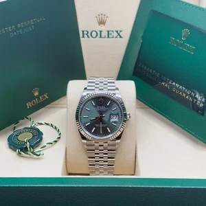 Rolex Datejust 36 NEW 2025 Mint Green Index Dial Fluted Bezel Stainless Jubilee - Picture 1 of 8