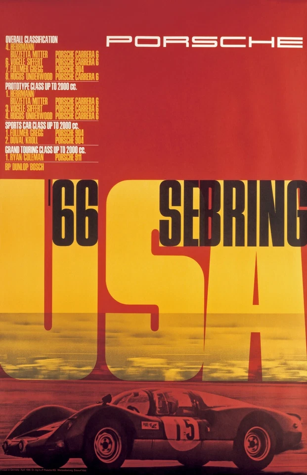 AWESOME 1966 SEBRING USA POSTER - Image 1 of 1