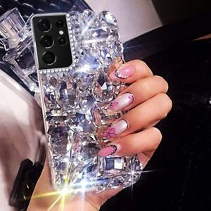 Coque arrière rigide 3D cristal bling strass diamants diamant pour téléphones portables