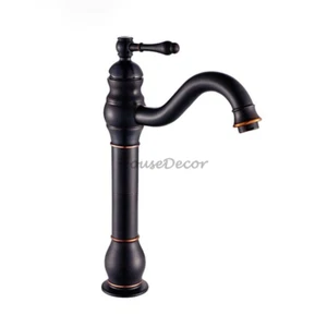 Vintage Polished Black Brass Bath Basin Sink Mono Bloc Mixer Tap Swivel Spout - Picture 1 of 4