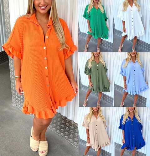 OFF WHITE Abito da donna donna donna con bottoni dorati a pieghe camicia swing smock mini abiti nuovi