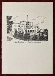 Biglietto di auguri originale anni 60 firmato ambasciatore italiano Ankara Turchia - Foto 1 di 4