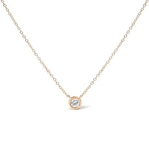 10K Rose Gold 1/2 Carat Round Brilliant-Cut Diamond Pendant Necklaces - Picture 1 of 48