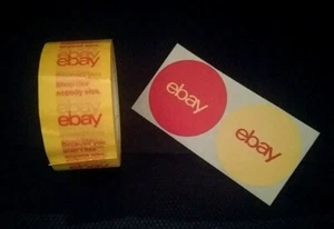 1 Rolls eBay Yellow Logo Branded Shipping Tape 75 Yds x 2" and 16 eBay Stickers - Picture 1 of 2