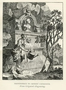 Hogarth grabado MUJER EN FUENTE DE AGUA catálogo frontis 1891 estampado vintage - Imagen 1 de 3