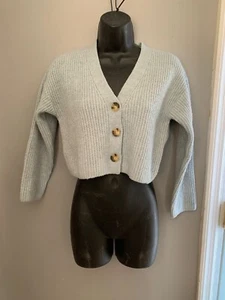 Zara girl’s Cropped Cardigan Sweater Size 9-10 Blue Knit Twee Preppy Classic - Picture 1 of 6