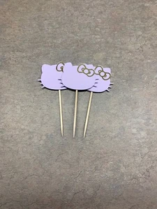 Miss Kitty Purple Cupcake Toppers 12pcs Party Birthday Baby Shower Wedding Decor - Picture 1 of 1