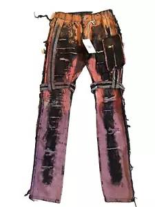 Neu mit Etikett MNML D175 Denimhose schwarz/lila Distressed Herren Größe 28X35 - Bild 1 von 16
