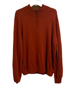 Brooks Brothers Mens Quarter Zip LS Merino Wool Pullover Sweater Orange Size XL - Picture 1 of 5
