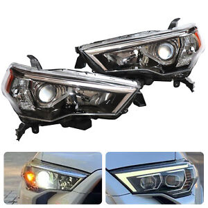 Black Bezel Fits Toyota 4Runner 10-13 Set of Combination Headlamps Headlights
