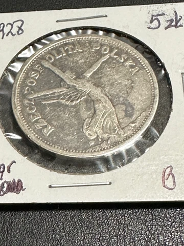 POLAND 5 ZLOTYCH SILVER 1928 WINGED VICTORY Cover