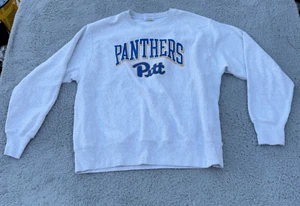 Pitt Panthers Crewneck Mens Large White Champion Long Sleeve Sweatshirt NCAA - Picture 1 of 5