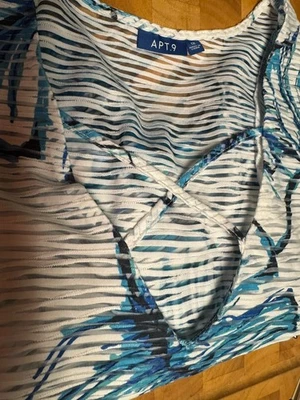 Apt 9 Mujer’s Multicolor Azul Natación Cubre con Cuello Cruzado Entrecruzado Talla 1X Foto 1 de 4