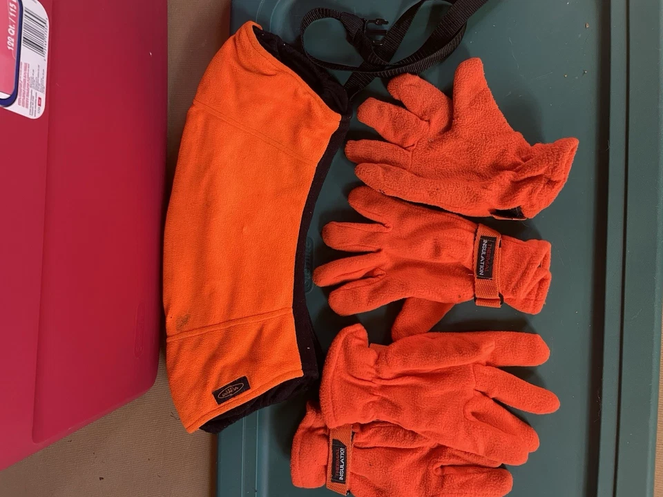 2 Pares de Guantes de Caza Naranja Thinsulate con Cinturón Calentador de Manos Talla L Foto 1 de 4