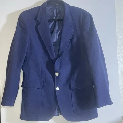 Abrigo Blazer Chaqueta De Colección Jordache Hombres 38R Azul Marino Grueso Tweed Mezcla de Lino Deportivo Foto 1 de 4