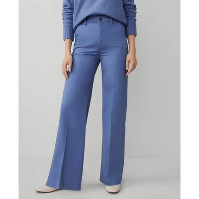 Ann Taylor NWT Weekend Blue Wide Leg Trouser Pants 4P Office Career Preppy 4P - Image 1 of 4
