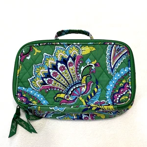 Vera Bradley Smaragd Paisley gesteppt Doppelreißverschluss Kosmetik Make-up Beutel Tasche ISTZUSTAND - Bild 1 von 19