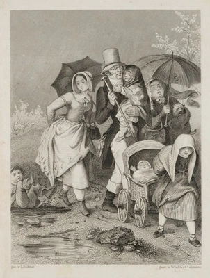 WINKLES (*1801) nach RICHTER (*1803), Eine Sonntagspartie, um 1840, Sst. - Bild 1 von 4