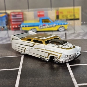 Hot Wheels Boulevard Legends 49 Drag Merc White/Gold 1949 Mercury Real Riders  - Picture 1 of 9
