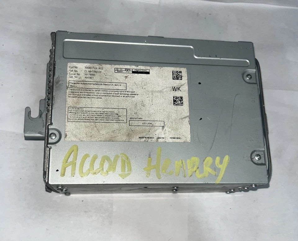 2018-2019 HONDA ACCORD SPORT AUDIO RECEIVER SATELLITE MODULE UNIT 39540-TVA-A12 - Image 1 of 3