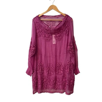 Soft Surroundings Hermosa Silk Tunic Dress Womens Size Large Plumberry NWT $130 - Image 1 of 4