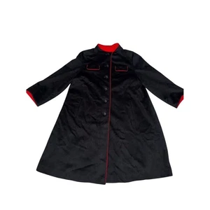 Forstmann Women's Vintage Wool Swing Coat Black Red Lined Formal M - Picture 1 of 7