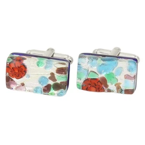 Gemelos rectangulares clásicos venecianos cristal GlassOfVenice Murano - meado plateado - Imagen 1 de 6