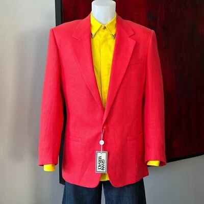 Blazer vermelho Gianni Versace linho 1 botão tamanho 46 da S/S 1996 - Imagem 1 de 4
