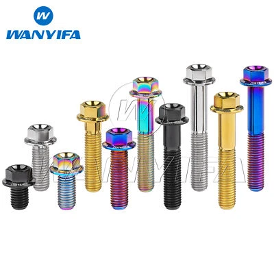 WANYIFA Titanium Bolt M7x10 15 20 25 30 35 40 45 50mm Flange Hex Head Screw Ti Fasterner