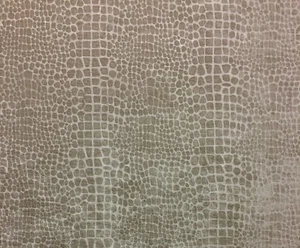 BALLARD DESIGNS KYLIE LINEN BEIGE TEXTURED VELVET CROCODILE FABRIC BY YARD 56"W - Picture 1 of 6